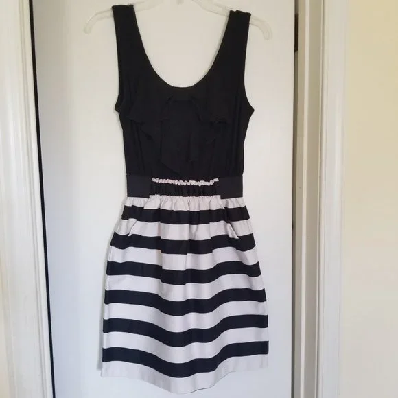 IZ BYER Black and White Bow Tank Stripe skirt Mini Dress (size M) - Picture 2 of 4